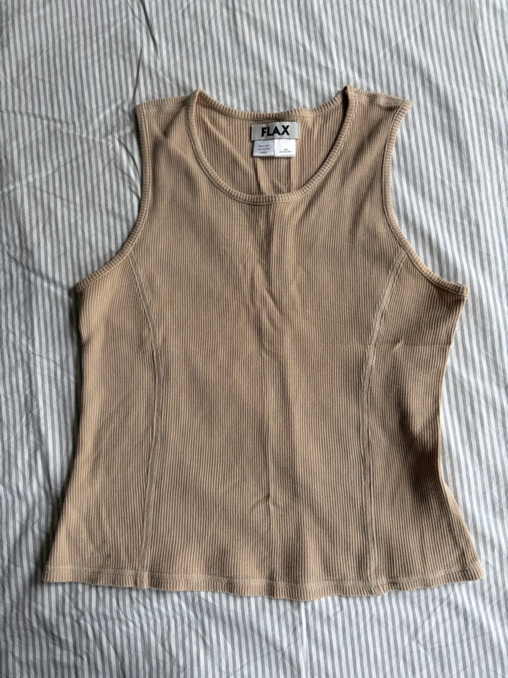 Flax Waffle Knit Tank Top in Light Tan